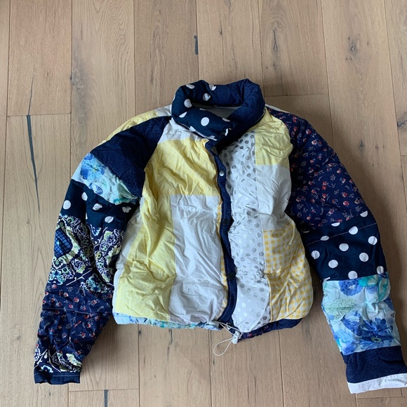 Aaron Sunsolo Blue Patchwork Puffer 